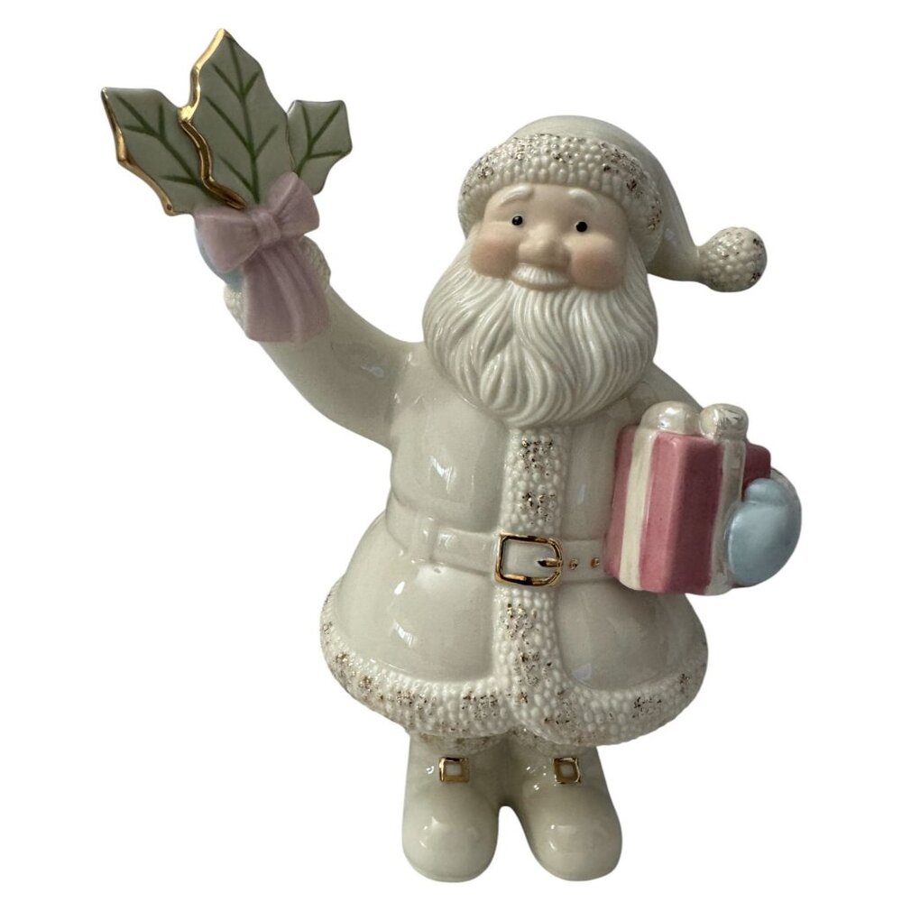 Lenox Santa Claus Figurine With Holly & Gold Accents & 9" Tall No chips